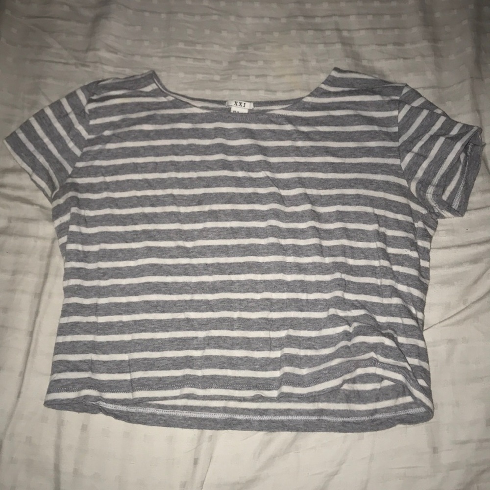 Gray striped crop top